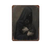 Panneau en métal vintage en forme de chat noir mystérieux pour pub, club, café, bar, maison, décoration murale, poster rétro 30 x 40 cm