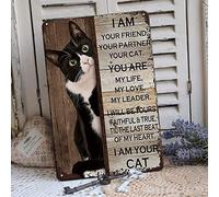 Panneau en métal vintage en forme de chat smoking - I Am Your Friend Your Companion Your Cat You Are My Life - Décoration murale pour chambre à coucher - 30 x 20 cm - Panneau rétro pour salle de bain,