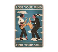 Panneau en métal vintage Jazz Soul 30,5 x 40,6 cm pour studio de musique, Speakeasy et décoration de salon bohème