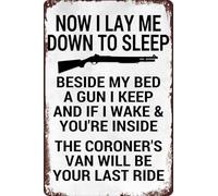 Panneau en métal vintage « No Trespassing Sign Now I Lay Me Down to Sleep Beside My Bed A Gun I Keep » - Décoration murale pour maison, salon, cave, café, bar, garage - 20,3 x 30,5 cm
