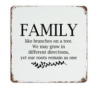 Panneau en métal vintage rétro pour cuisine, chambre à coucher, bar, 30,5 x 30,5 cm - Family Like Branches On A Tree We May Grow In Different Directions, Yet Our Roots Remain As One