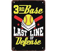 Panneau en métal vintage Softball 3rd Base The Last Line Of Defense pour bar, salle de bain, cuisine, jardin, école, cadeau 20,3 x 30,5 cm