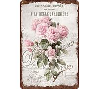 Panneau en métal vintage Thankful & Blessed Rose - Décoration murale à suspendre - Pour vacances, anniversaire, Saint-Valentin, Noël - Décoration murale et table - Cf-04 30,5 x 20,3 cm
