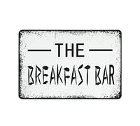 Panneau en métal vintage « The Breakfast Bar » - Décoration murale amusante pour garage, salon, chambre à coucher, bureau - Cadeau personnalisé - 30,5 x 40,6 cm