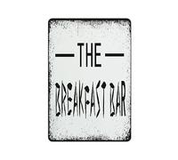 Panneau en métal vintage « The Breakfast Bar » - Décoration murale amusante pour garage, salon, chambre à coucher, bureau - Cadeau personnalisé - 14 x 20 cm