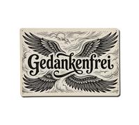 Panneau en métal vintage Thought Free Wing Fly | Plaque murale ronde de style vintage de 20,3 x 30,5 cm pour café, club, bar, bureau, maison, jardin, porte d'entrée