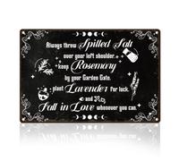 Panneau En Métal Witch Magic Vintage Always Throw Spilled Salt Over Your Left Cadeau D'Anniversaire Plaques En Fer Mural Grotte D'Homme Plaque Metal Pour Toilettes Club Décoration Murale M