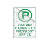 Panneau en plastique acrylique autocollant au dos pour visiteurs Parking To The Front Office - 20,3 x 15,2 cm - Résistant à la décoloration - Utilisation en intérieur/extérieur