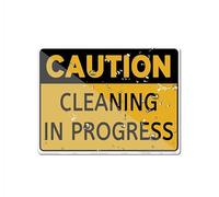 Panneau en plastique acrylique autocollant avec symboles « Caution Cleaning In Progress » - 15,2 x 20,3 cm - Pour restaurant, salon, hôtel, motel, toilettes publiques