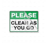 Panneau en plastique acrylique autocollant avec symboles « Please Clean As You Go » - 15,2 x 20,3 cm - Pour restaurant, salon, hôtel, motel, toilettes publiques