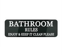 Panneau en plastique acrylique avec inscription « Bathroom Rules Enjoy Keep It Clean Please » - 25,4 x 7,6 cm - Design élégant et proéminent - Parfait pour la maison, le bureau, les portes d'entrée