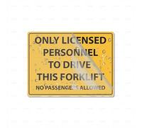 Panneau en plastique acrylique avec inscription « Caution Only Licensed Personnel To Drive This Fork Lift » - 20,3 x 15,2 cm - Autocollant au dos - Résistance à la décoloration - Utilisation en