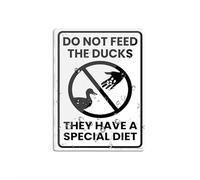 Panneau en plastique acrylique avec inscription « Do Not Feed The Ducks They Have A Special Diet » - Coins arrondis - Longue durée - Avec ruban adhésif double face au dos - 15,2 x 20,3 cm