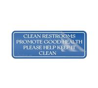 Panneau en plastique acrylique avec inscription « Fancy Clean Restrooms Promote Good Health Please Help Keep It Clean » - 7,6 x 25,4 cm - Autocollant au dos - Résistant à la décoloration - Utilisation