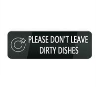 Panneau en plastique acrylique avec inscription « Please Don T Leave Dirty Dishes » - 25,4 x 7,6 cm - Pour bureau et maison - Noir