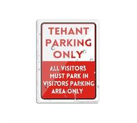 Panneau en plastique acrylique avec inscription « Tenant Parking Only Visitors Must Park In Visitor Parking Area Warning Caution Notice » - Coins arrondis - Longue durée - Avec ruban adhésif double