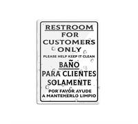Panneau en plastique acrylique avec symboles autocollants pour restaurant, salon, hôtel, motel, restroom for customers only please help keep it clean 15,2 x 20,3 cm