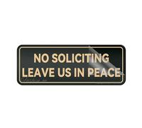 Panneau en plastique acrylique fantaisie « No Soliciting Leave Us In Peace » pour mur ou porte - Longue durée de vie - Avec ruban adhésif puissant et propre - 25,4 x 7,6 cm