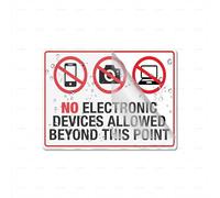 Panneau en plastique acrylique « No Electronic Devices Allowed Beyond This Point » durable avec ruban adhésif puissant et propre 15,2 x 20,3 cm