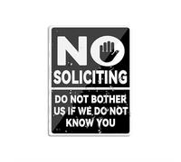 Panneau en plastique acrylique « No Soliciting Do Not Bother Us If We Do Not Know You » - Panneau mural ou de porte - Longue durée - Avec ruban adhésif double face - 15,2 x 20,3 cm