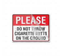 Panneau en plastique acrylique « Please Do Not Throw Cigarette Butts On The Ground » durable avec ruban adhésif puissant et propre 15,2 x 20,3 cm