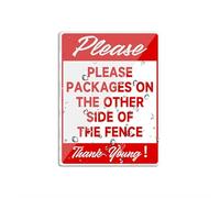 Panneau en plastique acrylique « Please Place Packages On Other Side Of The Fence » - 20,3 x 15,2 cm - Résistant à la décoloration - Utilisation en intérieur/extérieur