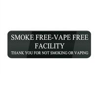 Panneau en plastique acrylique « Smoke Free Vape Free Facility Thank You for Not Smoking Or Vaping » - 25,4 x 7,6 cm - Panneau résistant à la décoloration - Pour bureau et maison - Noir