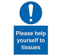 Panneau en plastique rigide avec inscription « Please help yourself to Tissue » de 3 mm.