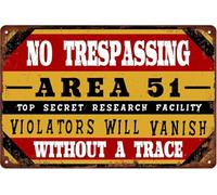 Panneau en tôle « Interdiction d'entrer » : Centre de recherche top secret. Les contrevenants disparaîtront sans laisser de traces. Panneau en métal vintage et nostalgique. Conseils amicaux pour jar