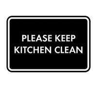 Panneau encadré classique avec inscription « Please Keep Kitchen Clean » (Noir) - Grand
