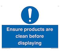Panneau « ensure products are clean before displaying » - 200 x 150 mm - A5L
