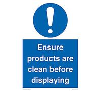 Panneau « ensure products are clean before displaying » - 200 x 300 mm - A4P