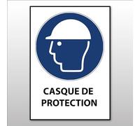 Panneau EPI - Casque de protection obligatoire - M014 - ISO 7001 - PVC à visser - A3