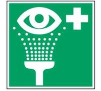Panneau Équipement de rinçage des yeux | PVC 148x148mm | DIN EN ISO 7010 E011 | Plaque Lave-œil | Panneau Douche Oculaire | Indication de premiers secours | Dreifke®