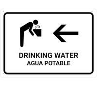 Panneau espagnol bilingue blanc avec flèche gauche en aluminium imprimé UV, 30,5 x 20,3 cm, résistant aux intempéries et de sécurité pour la maison ou le travail