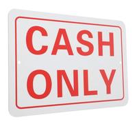 Panneau Espèces Seulement Rouge en PVC pour Caisse Enregistreuse | 2 Trous Prépercés, Texte Clair et Lettres Vives, Usage Magasin, Porte et Zone de Paiement