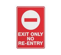 Panneau « Exit Only No Re Entry » - 30,5 x 20,3 cm - Panneau en aluminium résistant aux intempéries - Pour intérieur ou extérieur