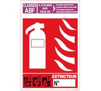 Panneau extincteur classe de feux ABF lot de 50 en PVC : épaisseur : 3 mm (Rouge, 100x150mm)