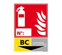 Panneau extincteur pour classe de feu. Panneau spécifique à la sûreté et la sécurité incendie. Panneau PVC Extincteur 0,5 mm, format 105 x 150 mm -