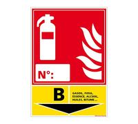Panneau extincteur pour classe de feu. Panneau spécifique à la sûreté et la sécurité incendie. Panneau PVC Extincteur 0,5 mm, format 105 x 150 mm -