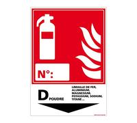Panneau extincteur pour classe de feu. Panneau spécifique à la sûreté et la sécurité incendie. Panneau PVC Extincteur 0,5 mm, format 105 x 150 mm -