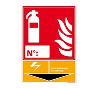 Panneau extincteur pour classe de feu. Panneau spécifique à la sûreté et la sécurité incendie. Panneau PVC Extincteur 0,5 mm, format 105 x 150 mm -