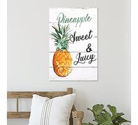 Panneau familial ananas Summer Fresh Fruits Rustique personnalisé 30,5 x 45,7 cm Ananas Summer Fresh Design Juicy and Sweet Plaques en bois rustique pour la maison, le bureau, la décoration de bureau