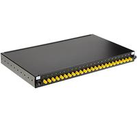 Panneau Fibre Optique 19" avec 24 adaptateurs St SIMPLEX OM4 Profondeur 250 mm avec Rails installés Couleur Noir