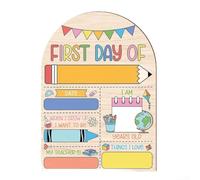 Panneau « First Day of School », planche en bois de 25 cm, accessoire photo réutilisable avec étiquettes interchangeables, section inscriptible pour les jalons de la maternelle