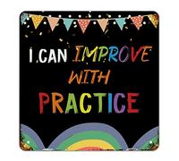Panneau « First Day of School Signs I Can Improve with Practice » - Panneau en métal « Welcome Back to School » - Décoration de salle de classe - Livre d'art rétro pour enfants - Cadeau pour étudiant