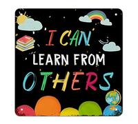 Panneau « First Day of School Signs I Can Learn from Others » - Panneau en métal « Welcome Back to School » - Décoration de salle de classe - Crayon amusant - Panneaux scolaires rustiques pour enfants
