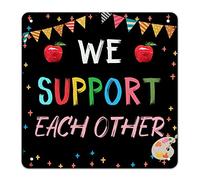 Panneau « First Day of School Signs We Support Each Other » - Panneau en métal « Welcome Back to School » - Décoration de salle de classe - Livre coloré - Tableau d'art rétro pour enfants - Cadeaux