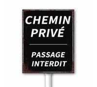 Panneau français vintage - Panneau de route privée interdit d'entrée - Plaque extérieure en aluminium pour rue, jardin, cour, maison, entreprise - 12 x 15 cm - Robuste et résistant aux intempéries