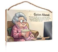 Panneau « Friends » pour décoration d'intérieur avec inscription « An Elderly Woman Enjoying Her Evening » avec panneau en bois pop-corn pour toilettes - Décoration de campagne amusante pour la maison